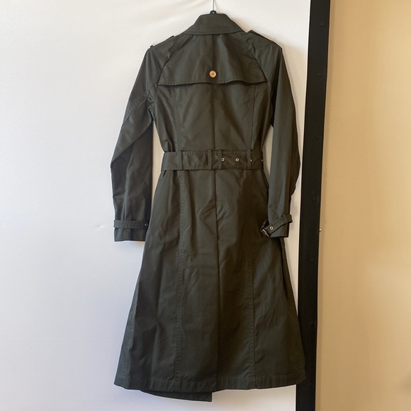 Michael Kors Military Green long trench coat Sz S NEW - Picture 11 of 13